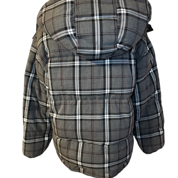 Vince Camuto Heather Grey Charcoal Checkered Plaid Puffer Jacket Size Small - Picture 6 of 11